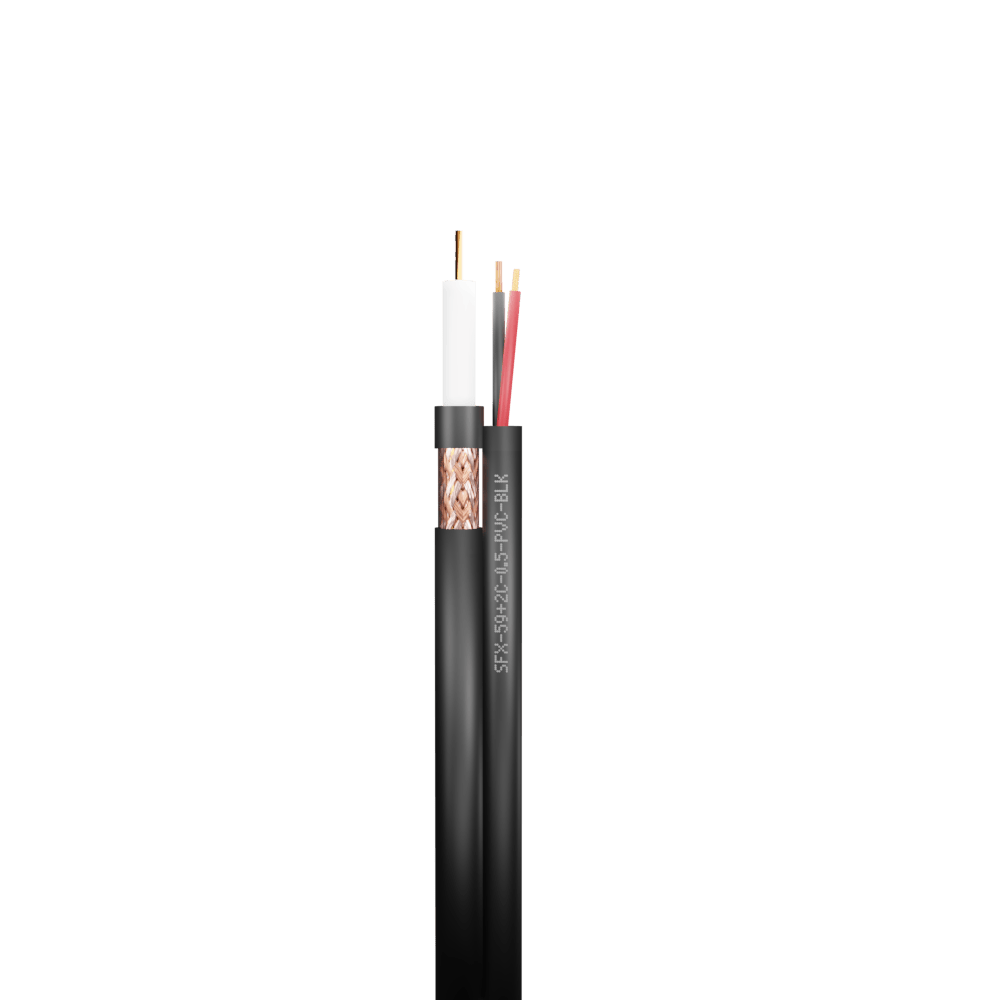 Securi-Flex RG59 Coaxial Cable + 2 Power Cores 0.5mm CCA PVC - Black 100m