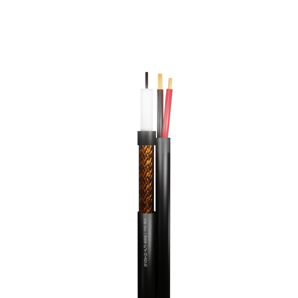 Securi-flex RG59 Coaxial Cable + 2 Power Cores 0.75mm CCA Budget PVC - Black 100m