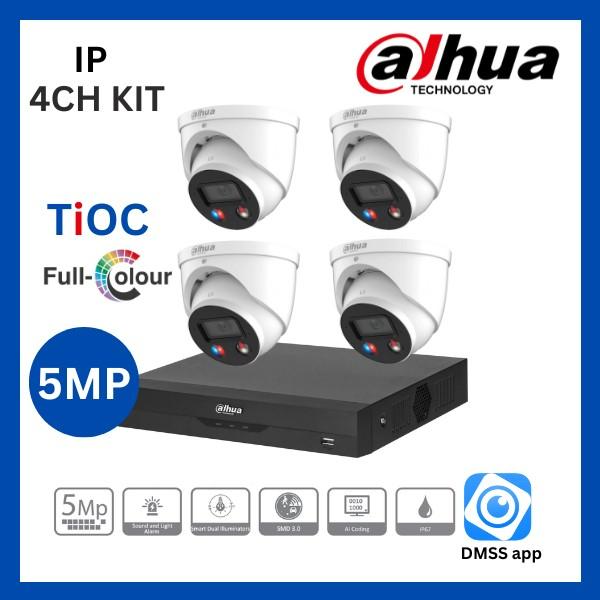 Dahua 5MP Smart Dual Illumination Active Network Camera Eyeball 4CH CCTV kit (white)